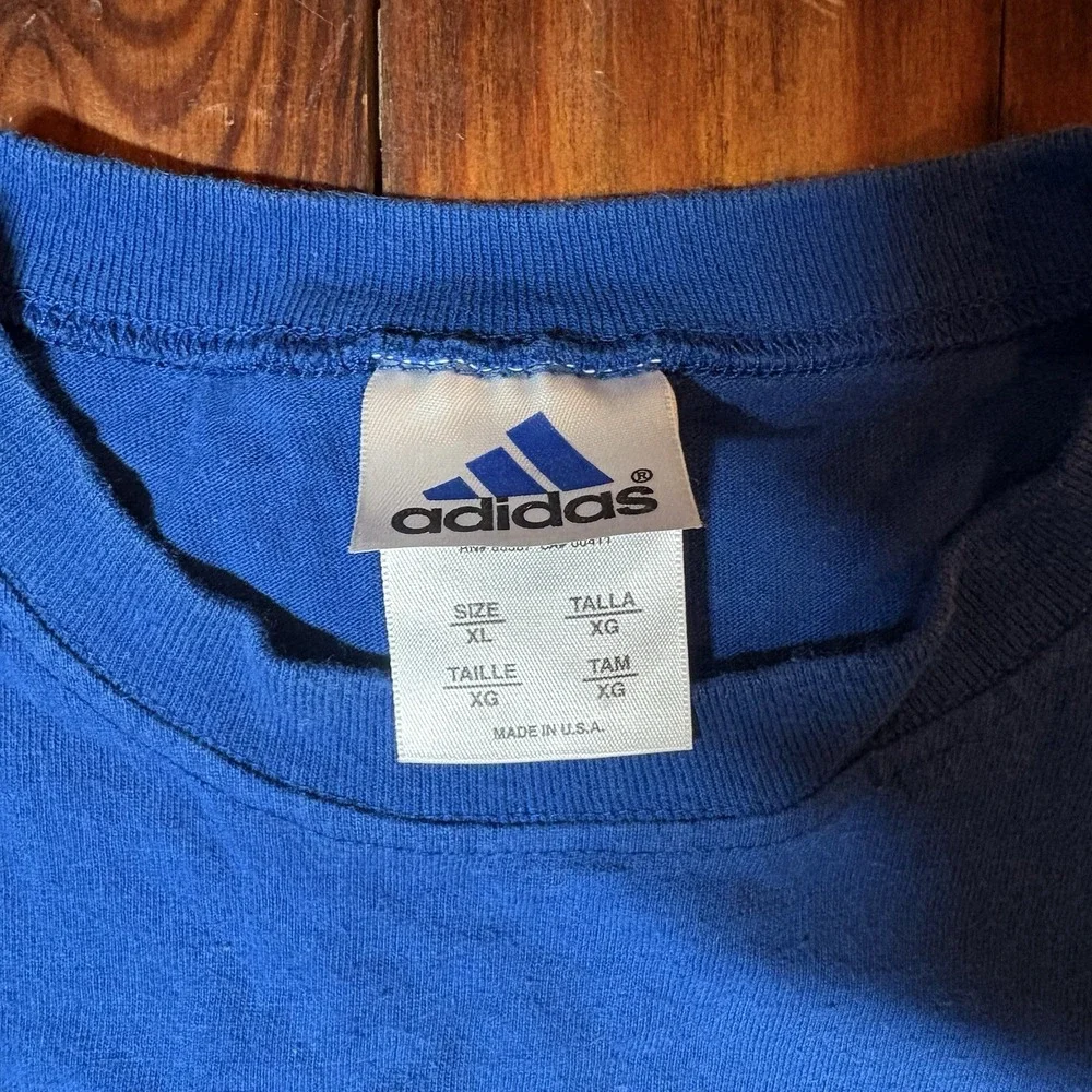 Adidas Blue Yellow Logo Sleeveless T-Shirt Tank Top Vtg XL Made In The USA A3291